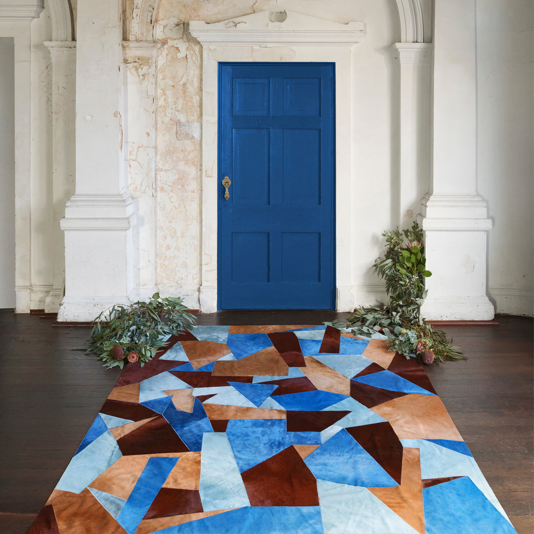 Fragments Rectangle Rug - Blue