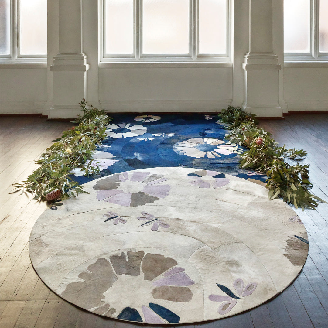 Shibori Round Rug Lavender