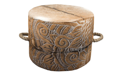 Escano Ottoman - Brown and White Etched