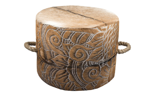 Escano Ottoman - Brown and White Etched