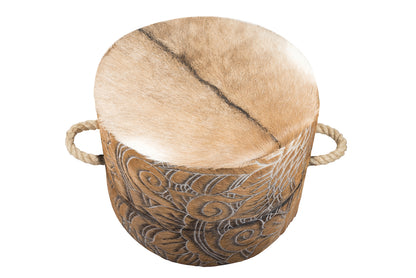 Escano Ottoman - Brown and White Etched