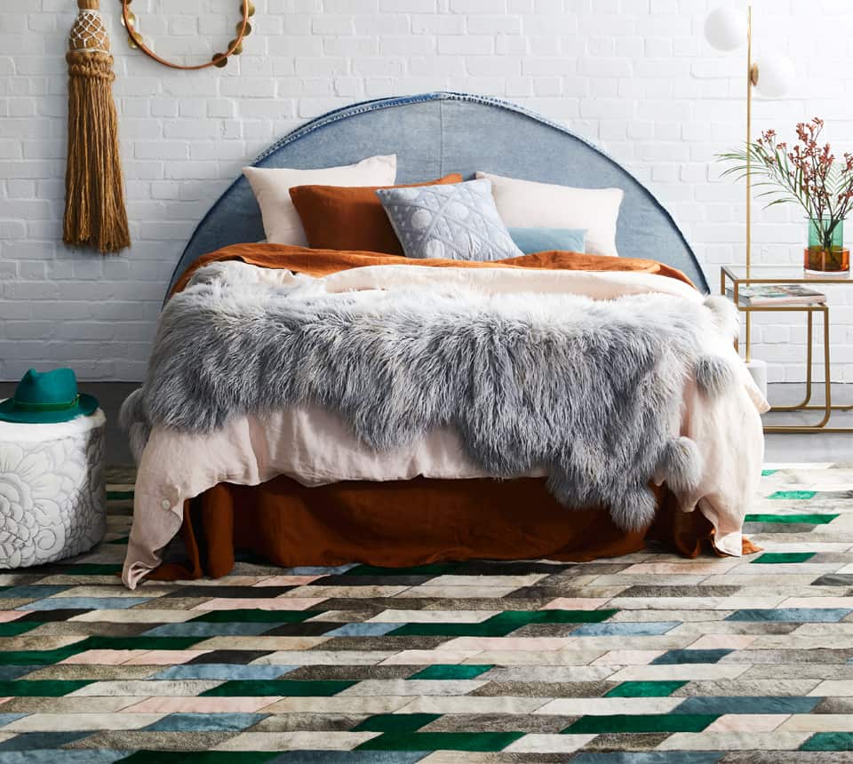 Estrella Hide Rug Astila Cowhide Rug - Teal & Emerald | Art Hide – arthiderugs